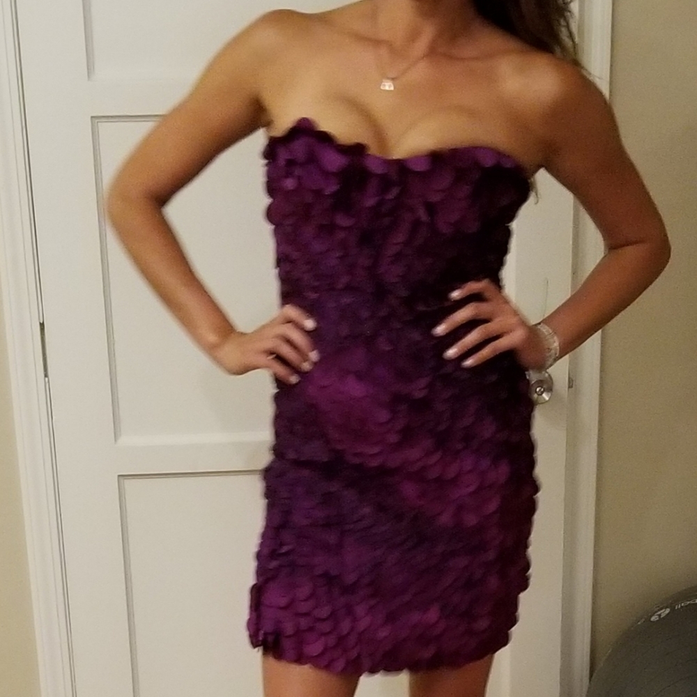 ROBERTO CAVALLI Silk Plum Sequin Corset Dress Size 42 US 6
